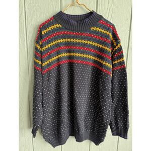 Vintage Elisabeth Liz Claiborne Fair Isle Sweater 80s Multicolor Knit 3X